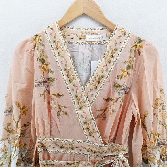 Zimmermann Chintz Floral Print Slubbed Cotton Mini Dress US 6 - Picture 7 of 11